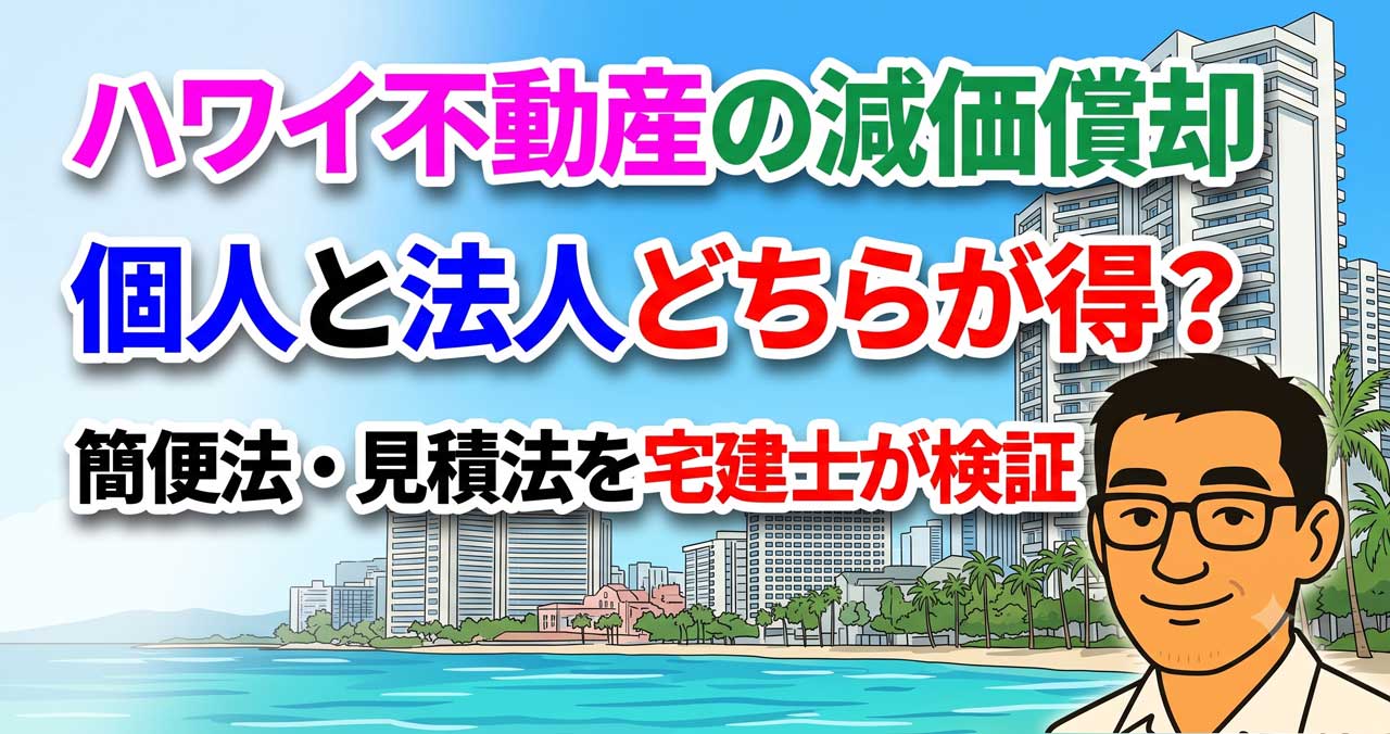 ハワイ不動産の減価償却、個人と法人どちらが得？簡便法・見積法を宅建士が検証
